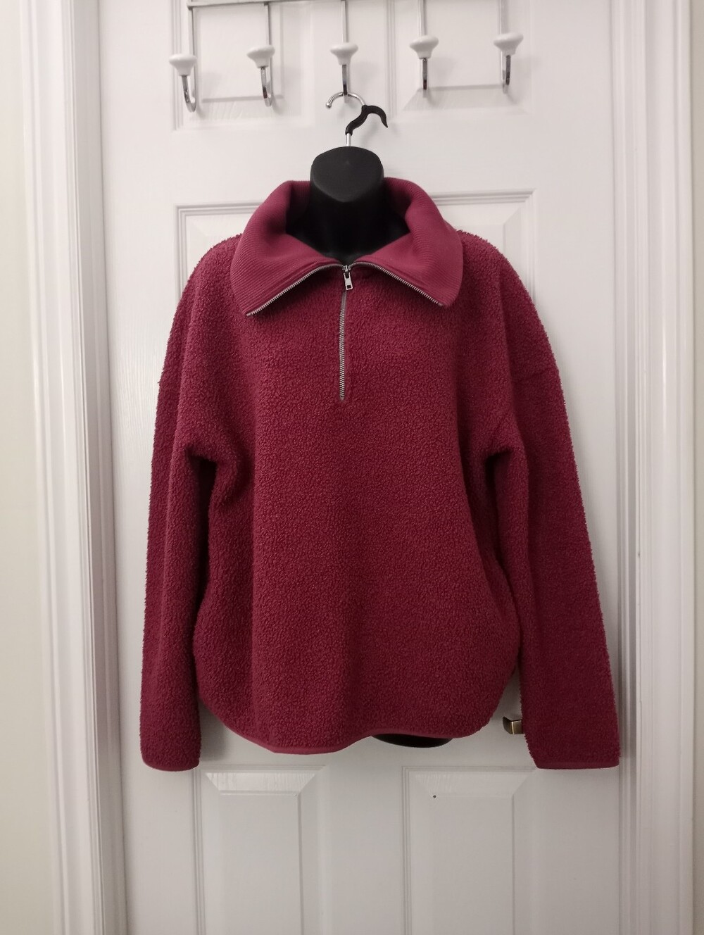 S/M Elle Raspberry Half-Zip Sherpa Pullover